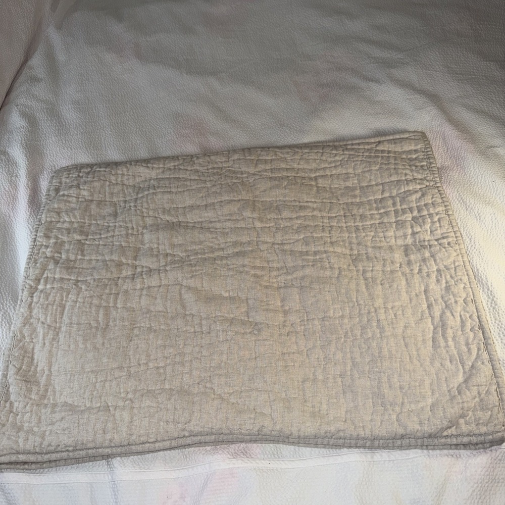 Pottery Barn Set Of 2‎ Pillow Shams 100% Linen Standard Beige 20 x 26"